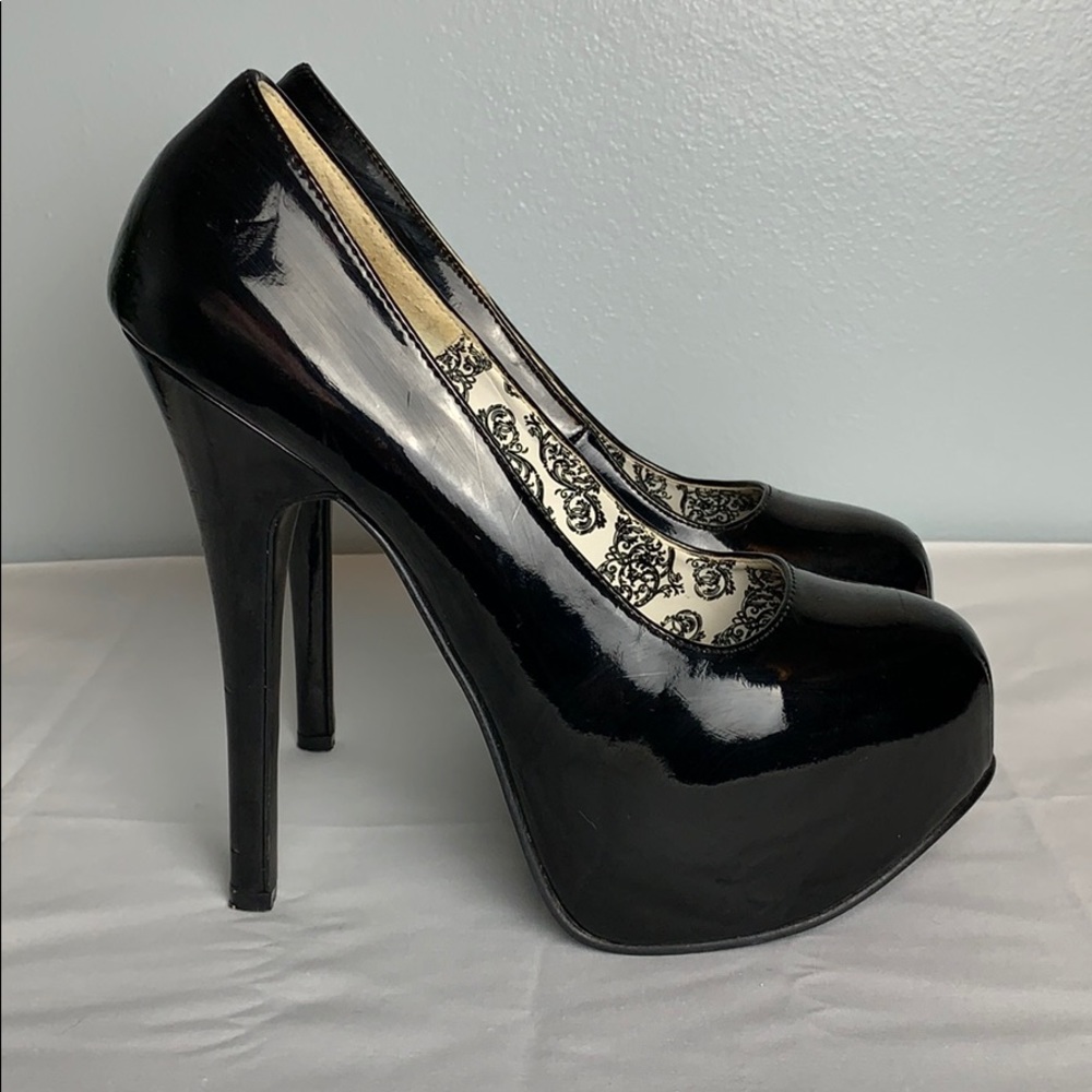 Black Patent Leather Stiletto Heels